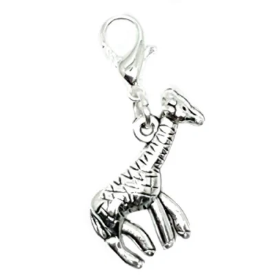 Image of JewelleryJoy Clip On Giraffe African Animal European Bracelet Lobster Clasp Charm Pendants In organza Gift Bag