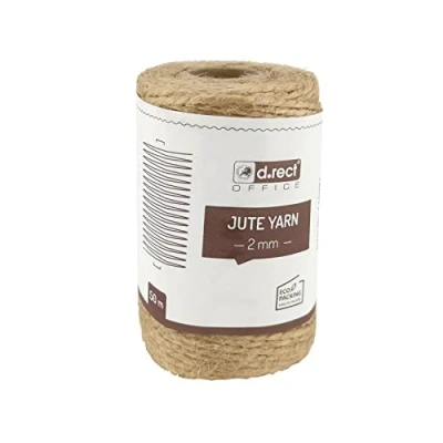 Image of D.RECT 50m Natural Brown Jute Rope, Gift Decorative Wrap Twine 2mm Thick For: Packaging, DIY Crafts, Floristry, Decorating, Home Decor 800156
