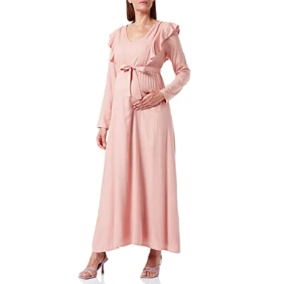 Image of MAMALICIOUS Women&#039;s Mlbeca Mary L/S Maxi Dress 2f A. Eid Midi, Misty Rose, M