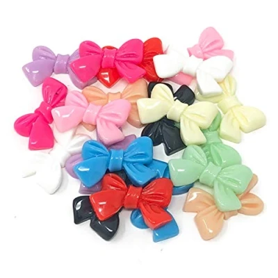 Image of Wedding Touches 20x Multicoloured 25mm Resin Bow Shabby Chic Flatbacks Craft Cardmaking Embellishments