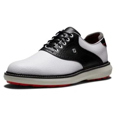 Image of FootJoy Mens Fj Traditions Spikeless Golf Shoe, White Black Grey, 8.5 UK EU