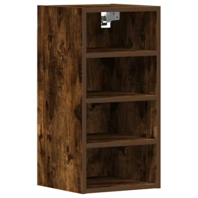 Image of vidaXL Hanging Cabinet Smoked Oak 30x29.5x60 cm Engineered Wood Wall Mounted Storage for Kitchen