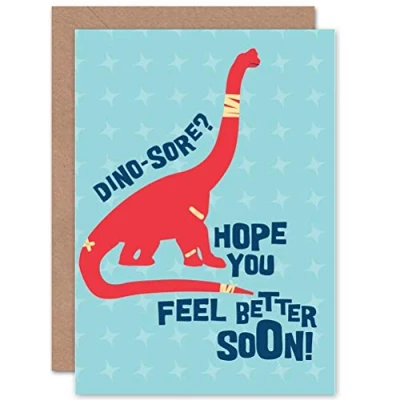 Image of Wee Blue Coo CARD GET WELL SOON DINOSAUR PUN GIFT