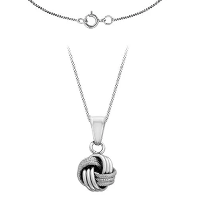 Image of Carissima Gold Women&#039;s 9 ct White Knot Pendant on Curb Chain Necklace of Length 46 cm