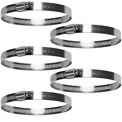 Image of 5 Pack Jubilee Clips Hose 91 114 mm Adjustable Ducting Clamps for Securing Hoses and Pipes Tube