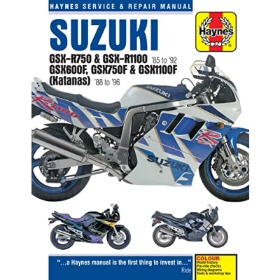 Image of Suzuki GSX R750,R1100, 600F,750F,1100F(88 96) Haynes Repair Manual (Paperback)