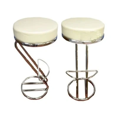 Image of Ace &amp; K Z Shaped White Breakfast Bar Stool Chrome Frame