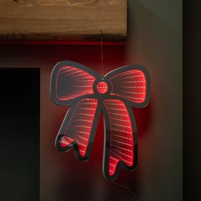 Image of Samuel ALEXANDER 32cm Light up Hanging Bow Infinity Christmas Decoration with Red LEDs