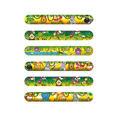 Image of HENBRANDT 1x Jungle Animal Snap Bracelet for Kids Party Bag Fillers Slap Band Boys and Girls Bracelets Wristbands