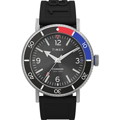 Image of Timex Standard Mens Black Watch TW2V71800 Rubber One Size