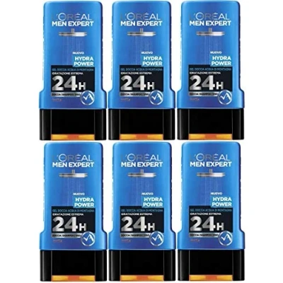 Image of LOreal Men Expert HYDRA POWER Shower Gel (6 x 300ml) For Face, Body &amp; Hair