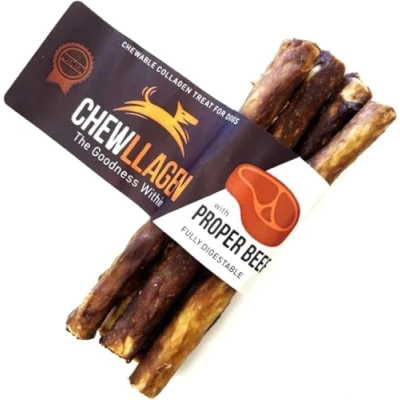 Image of Chewllagen Beef Mini Roll 5&quot; 10mm (Pack of 1 x 5 Total) Healthy Choice Dog Chew and Treat