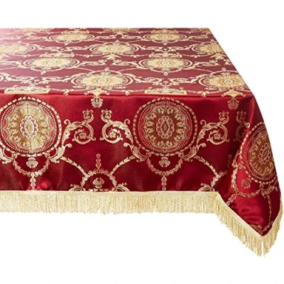 Image of Violet Linen Prestige Damask Design Tablecloth Burgundy 60&quot; by 120&quot; Oblong/Rectangle