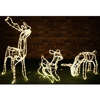 Image of Christmas Concepts® Large Rope Light Reindeer Family Stag, Doe, Baby with Warm White LED Lights Indoor/Outdoor Use