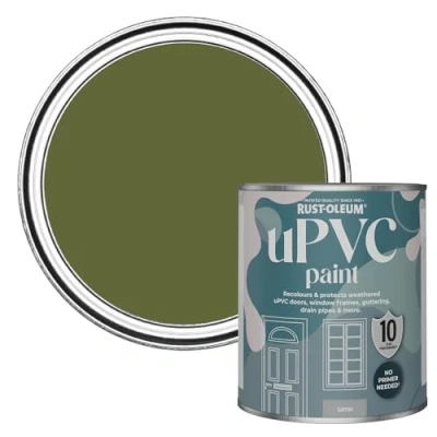 Image of Rust Oleum Green uPVC Door and Window Paint In Satin Finish Jasper 750ml