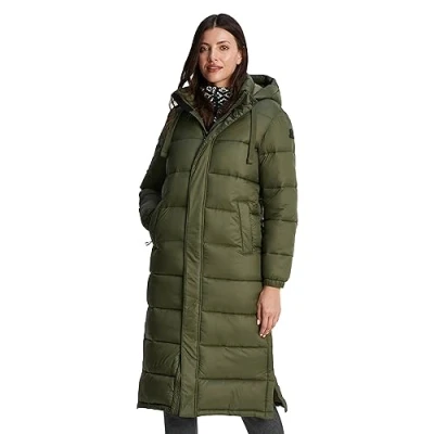 Image of TOG24 Cautley Womens Long Padded Jacket, Chunky Quilted Hooded Coat, Wind Resistant &amp; Warm Coat With Insulated Filling. Made A 2 Way Zip Opening Hood