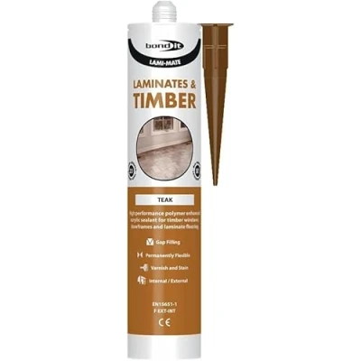 Image of Bond It Lami Mate Timber &amp; Laminate Sealant Wood Floor Gap Joint Filler EU3 Laminates Flooring Windows Parquet Silicone 310ml (Teak, 310ml)