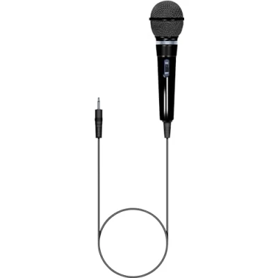 Image of SoundLAB Dynamic Unidirectional Karaoke Microphone With Fixed 3.5mm Jack Lead 3m Length For Singing, Presentations, Practice, Home Party, Celebration, Perforamce, Kids, Adults, Portable Black