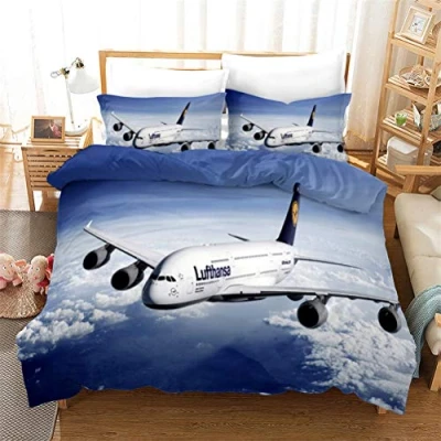 Image of Duvet Cover Set Modern Aviation Airplane Helicopter Theme Men and Teenagers Comfortable Durable Bedding Dreamy Aircraft Home Decoration (Aircraft 05,Single)