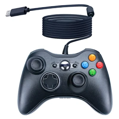 Image of OSTENT Wired USB Controller Gamepad Joystick for Microsoft Xbox 360 Console Windows PC Laptop Computer Video Game Color Black