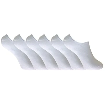 Image of Sock Snob 6 Pack Ladies Breathable Anti Sweat Odour Bamboo No Show Trainer Liner Ankle Socks with Heel Grip (4 7 uk, BNSTL White)