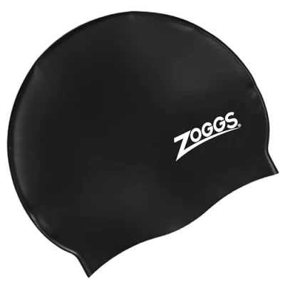 Image of Zoggs Unisex Silicone Swimming Cap, Black, One Size UK