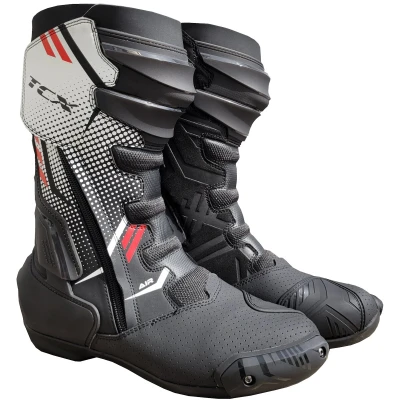 Image of TCX S TR1 AIR, Men&#039;s Motorcycle Boot, with Laser Perforated Microfibre Upper, Side Elastic Zip and Velcro Closure, Black/White/Red