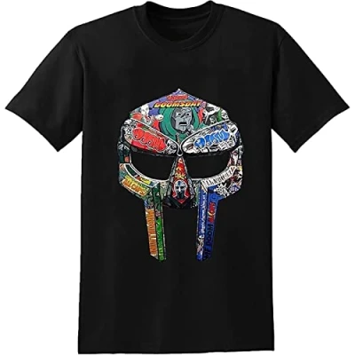 Image of YAOHAN MF Doom T Shirt Mens Funny Hip Hop Graphic Tee Unisex Black Graphics M