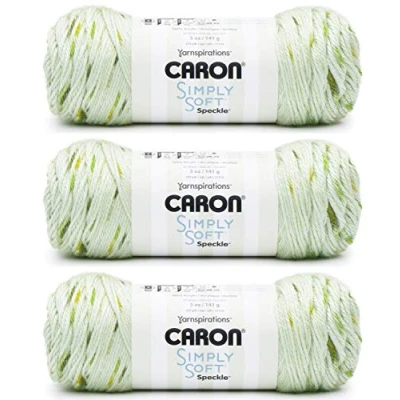 Image of 1 Caron Simply Soft Speckle Pack of 3 Balls 141g Each Chlorophyll
