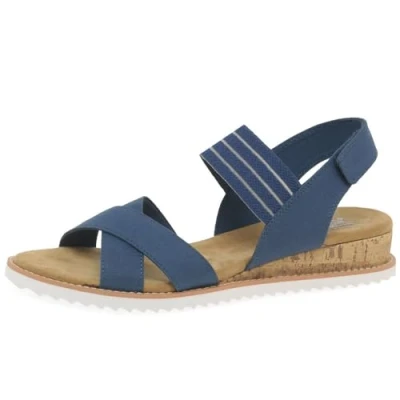 Image of Skechers Bob&#039;s Womens Desert KISS Shore Enough, Navy Textile, 5 UK
