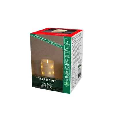 Image of Konstsmide Large Battery Candles/3D Living Operated Flameless Candle/Real Ivory Wax/Wire Fairy Lights/4 or 8 Hour Timer Function/14 x 10 cm/Warm White LED Candle, 1844 180
