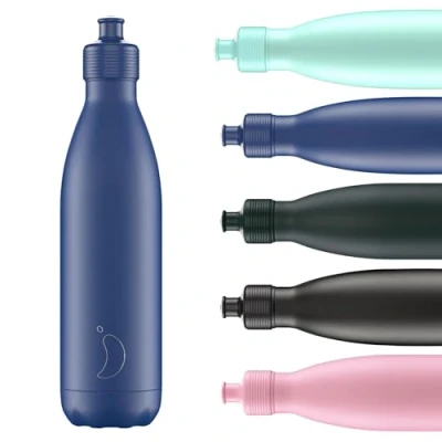 Image of Chilly&#039;s Original Sports Bottles BPA Free Stainless Steel Reusable Water Bottle Keeps Cold, Double Walled, Vacuum Insulated Dishwasher Safe Lid 500ml Matte Blue