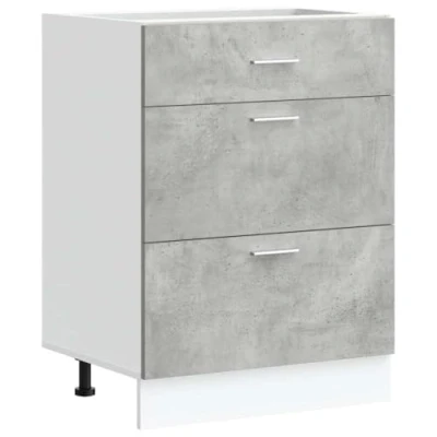 Image of vidaXL Kitchen Base Cabinet Concrete Grey, 60x46x81.5 cm Engineered Wood, Modern Design, Ample Storage, Adjustable Feet