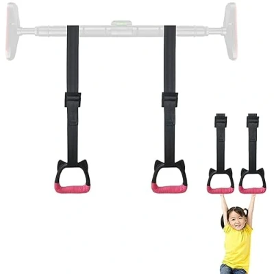 Image of Gymnastics Rings for Kids Bars, Exercise Hanging with Straps Professional Fitness Pull Up Children Trapeze Bar Gym Home Rings, Non Slip Load bearing 200KG