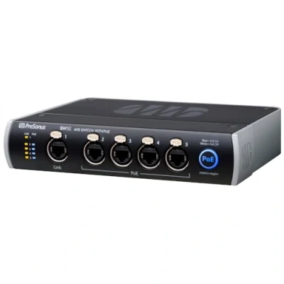 Image of PreSonus SW5E, 5 port AVB switch with PoE for networking consoles, mixers, stageboxes, monitor loudspeakers