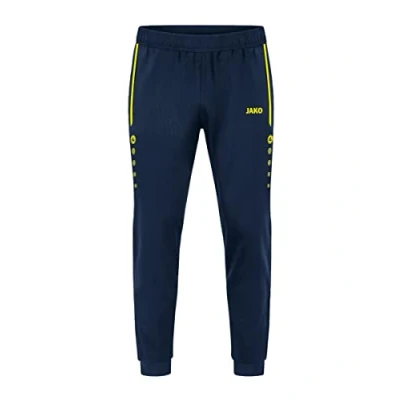 Image of JAKO Men&#039;s All Round Polyester Trousers, Navy/neon Yellow, M