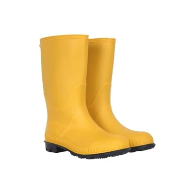 Image of Mountain Warehouse Plain Kids Wellies Waterproof, Soft Jersey Lined Wellington Boots with Gripped Sole For Boys &amp; Girls Spring Summer, Rain, School, Outdoors Mustard Shoe Size 12 UK