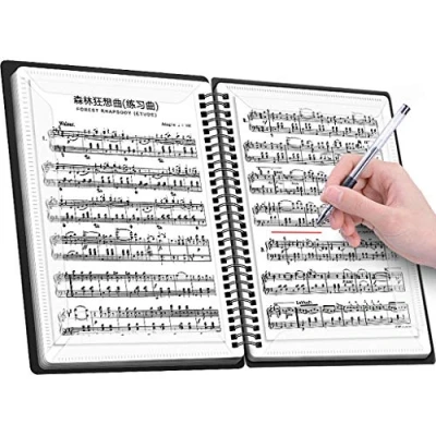 Image of TOYYOUNG A4 60Pages Music File Folder, Modern Style, Black, Protects Papers, 30 Pockets, Portable Organizer