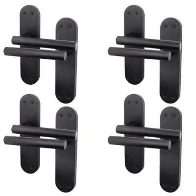 Image of EAI Black Door Handles 4 Pairs of Matt Internal Lever Latch T Bar on Backplate Oliena Range