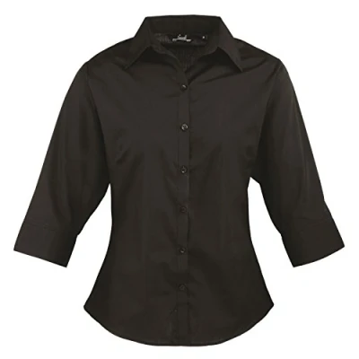 Image of Premier Women&#039;s Sleeve Poplin Blouse Black* 12