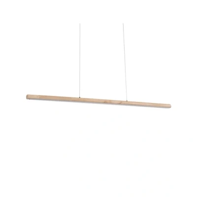 Image of Lucande LED pendant light Maruta, wood, beam, 120 cm, 3000K