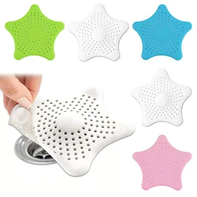 Image of 6 Pack Shower Drain Hair Catcher, Silicone Stopper Bathtub Sink Filter Strainer, Cover Protector with Strong Suction Cups, Suitable for Bathroom and Kitchen