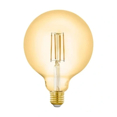 Image of Eglo Connect.z Smart Home E27 LED Filament Light Bulb, G125, ZigBee, app and Voice Control, dimmable, Warm White, 650 Lumen, 6 watt, Vintage Lightbulb Amber