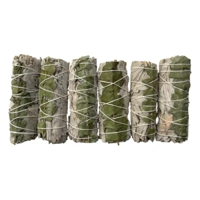 Image of Sage Smudge Stick 4&quot; (White and Eucalyptus, 4&quot;), Pack of 6