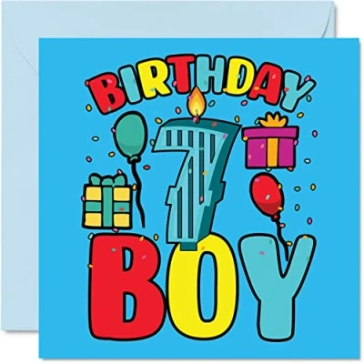 Image of 7th Birthday Card Boy Happy 7 Year Old Boy, Boys Cards for Him, 145mm x Greeting Son Brother Grandson Nephew Cousin God Son, Seventh