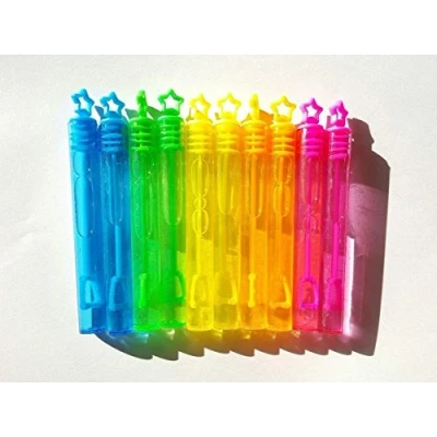 Image of 10 Mini BUBBLES wands NEON rainbow stars Childrens party birthday bag fillers
