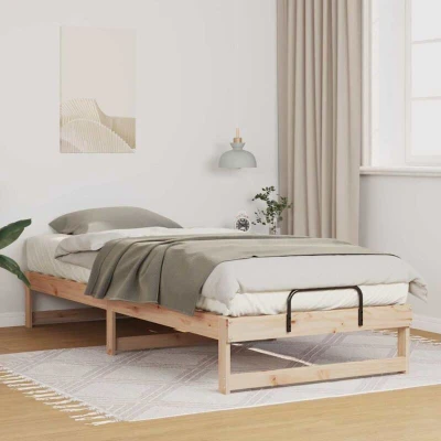 Image of Bed Frame with Carry Handles Brown Solid pine wood Vidaxl