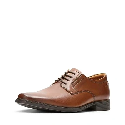 Image of Clarks Mens Tilden Plain, Dark Tan Lea, 10.5 UK Wide