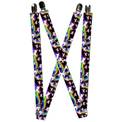 Image of Buckle down Men&#039;s Unicorns Suspenders, Multicolor, One Size UK