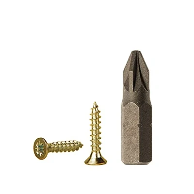 Image of (Pack of 500 pcs) Yellow Zinc Plated Steel 2.5 x 10 mm Wood Screws, Chipboard Universal Pozi Drive Screw, PZ Fully Threaded, Pozidriv Countersunk Head (500, mm)